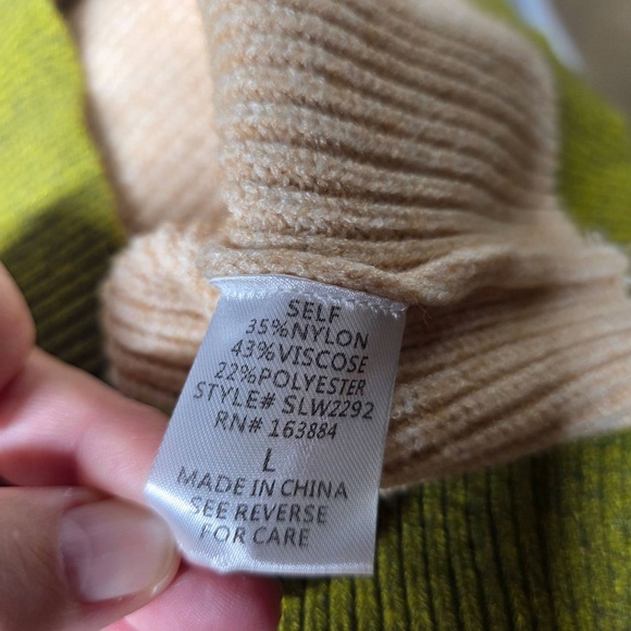 Sweet Lemon Color Block Ribbed Knit Sweater Women's Size Large Pearl‎ Buttons - Picture 7 of 12